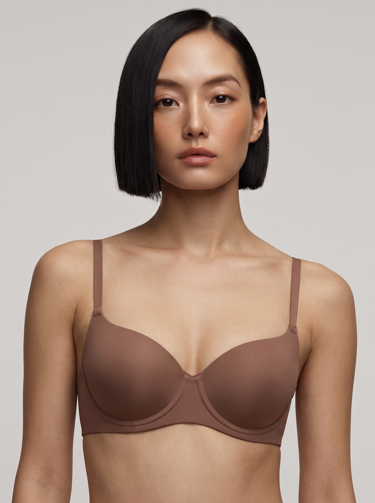 Seamless Balconette Push-Up T-Shirt Bra - Coffee