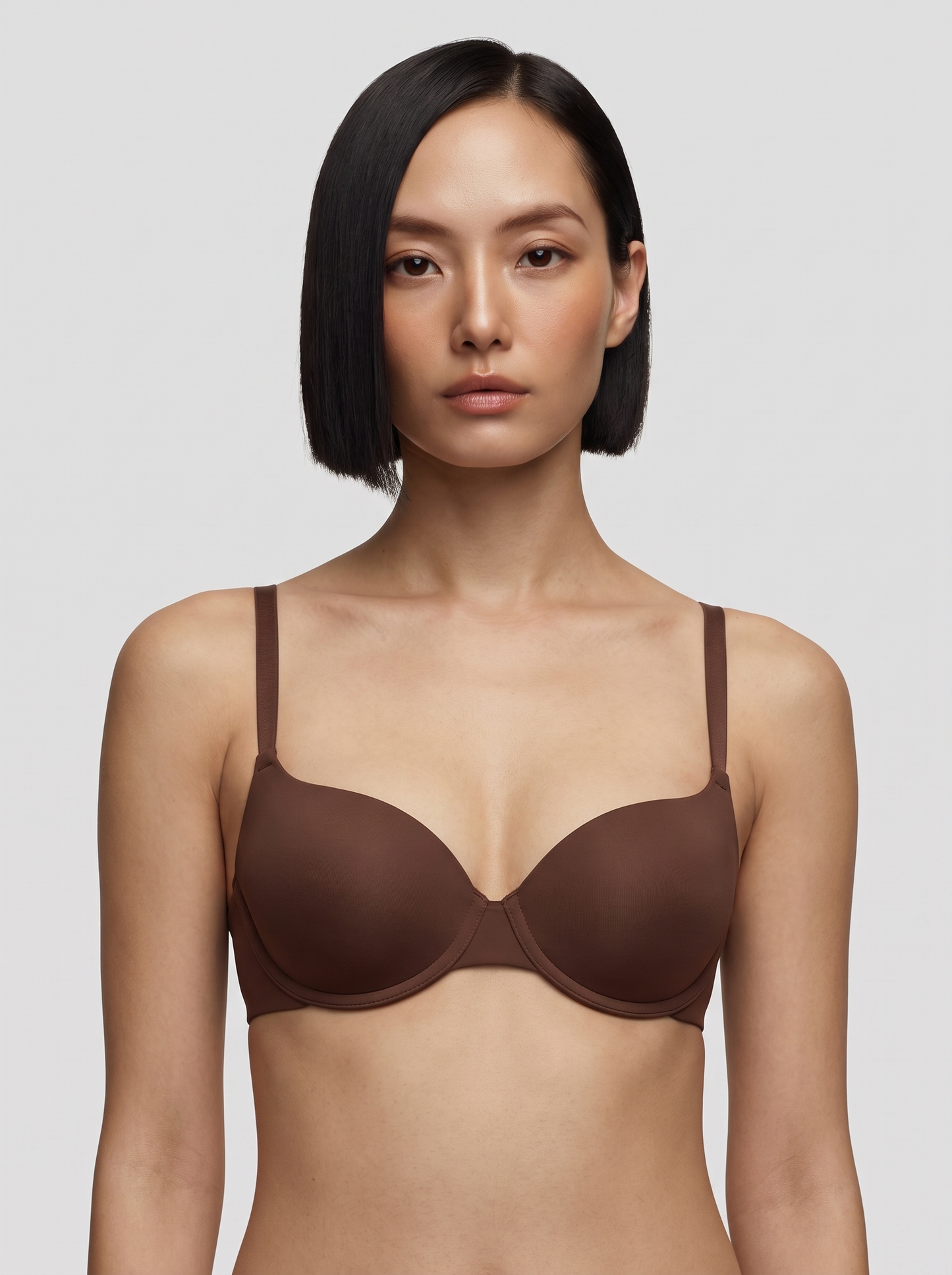 Seamless Balconette Push-Up T-Shirt Bra - Brown