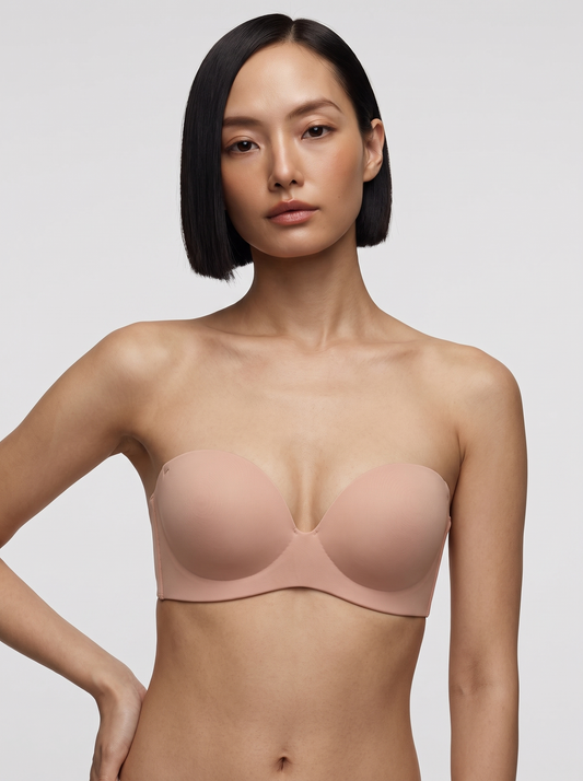 Seamless Non-Slip Push-Up Shaping Strapless Bra - Nude Pink