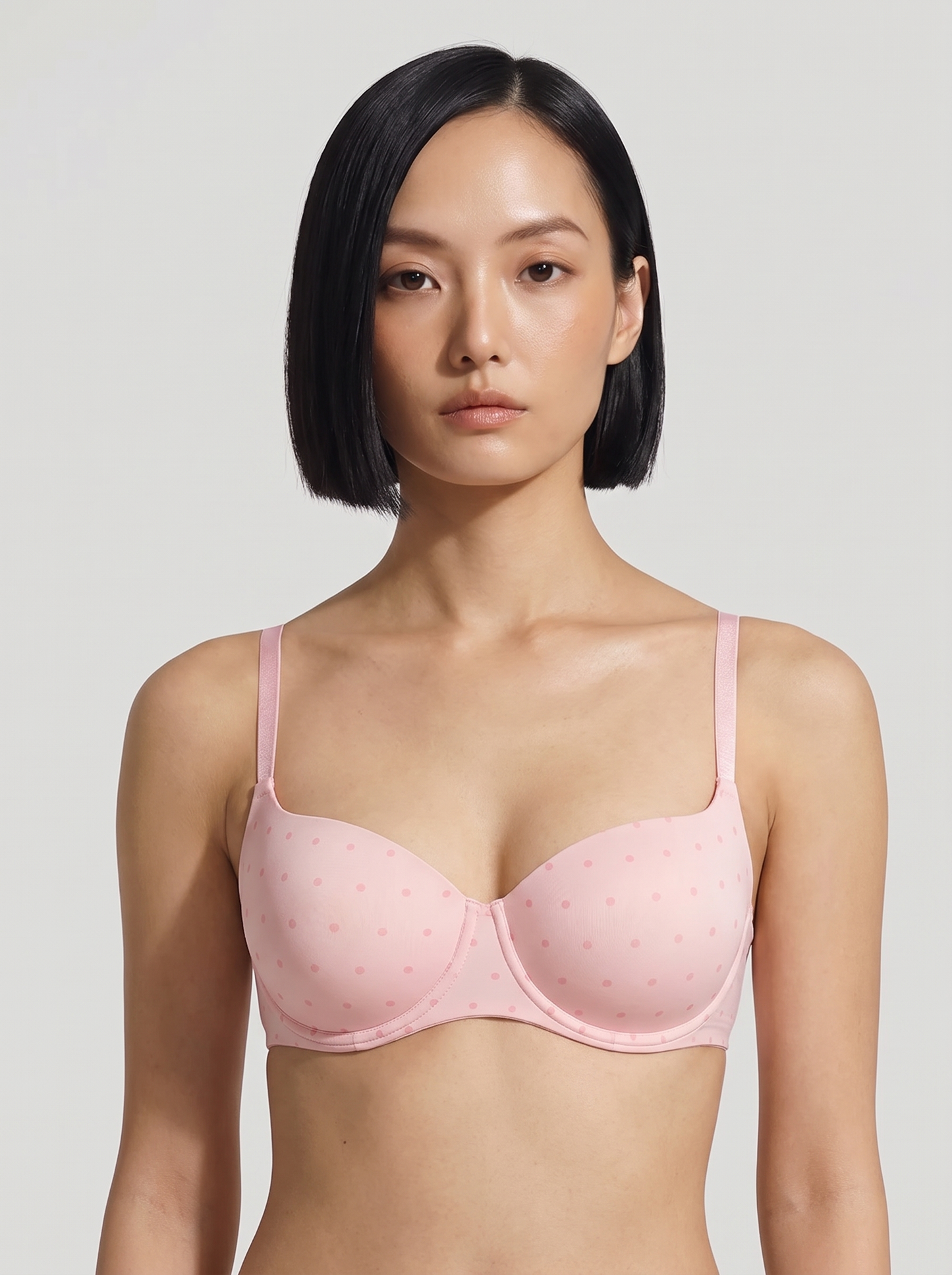 Seamless Balconette Push-Up T-Shirt Bra - Pink Polka Dot