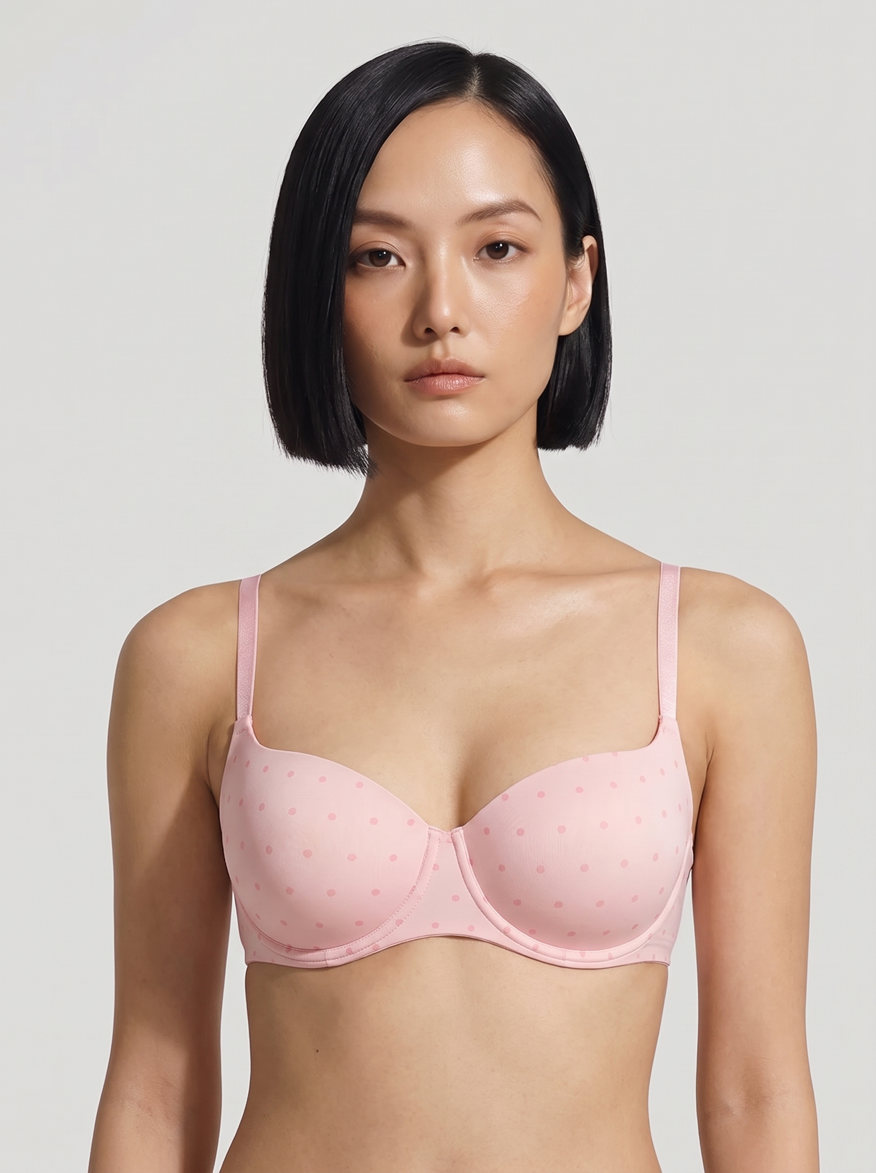Seamless Balconette Push-Up T-Shirt Bra - Pink Polka Dot
