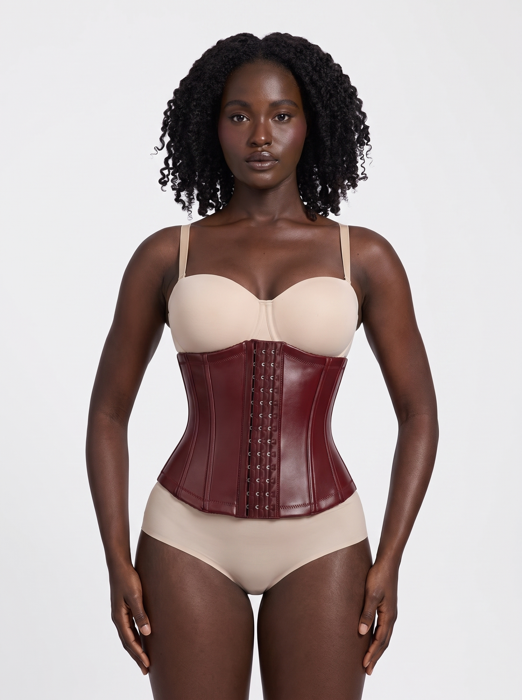 Sculpting Leather Corset Boned Waist Cincher - Red