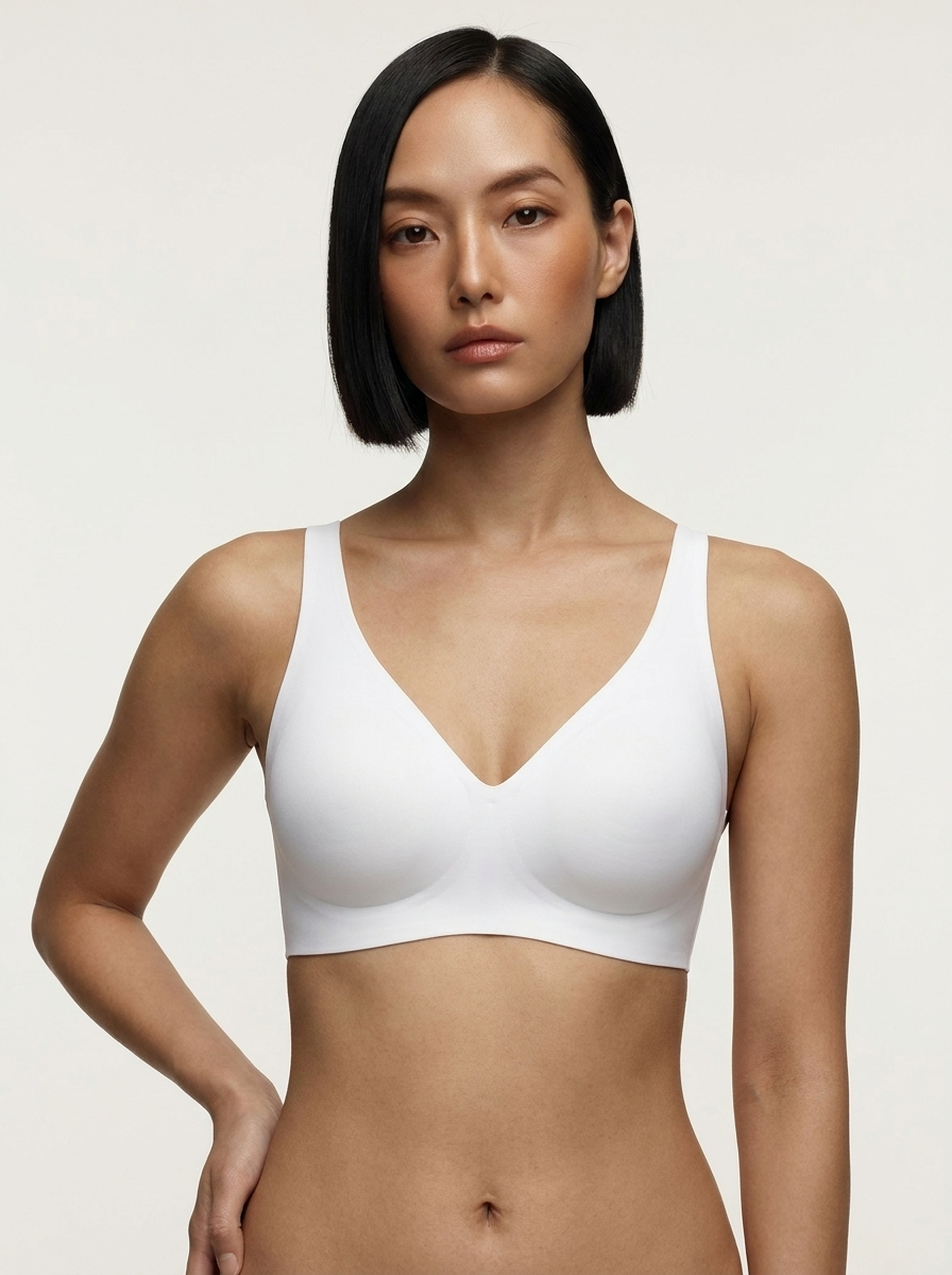 Seamless Wireless Jelly Leopard Contour Minimizer Support Bra - White