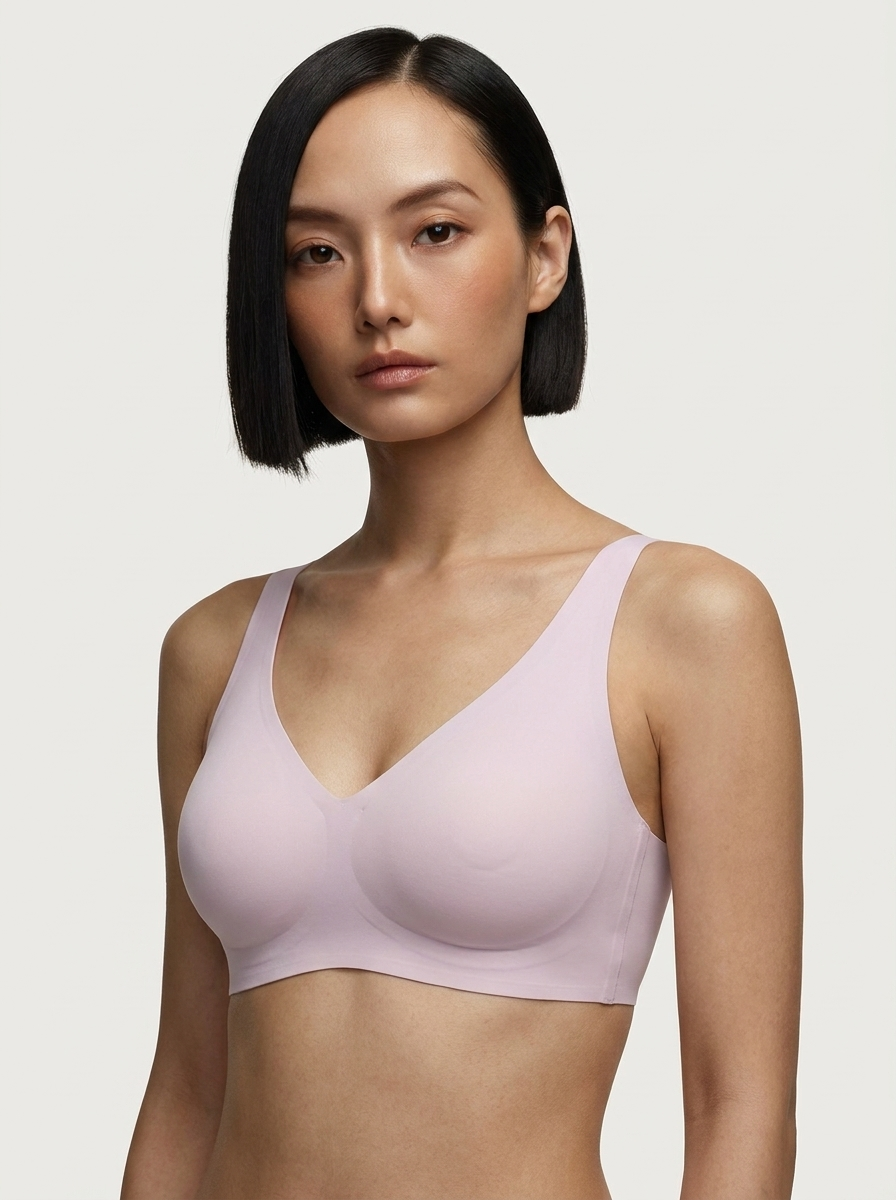 Seamless Wireless Jelly Leopard Contour Minimizer Support Bra - Pale Purple