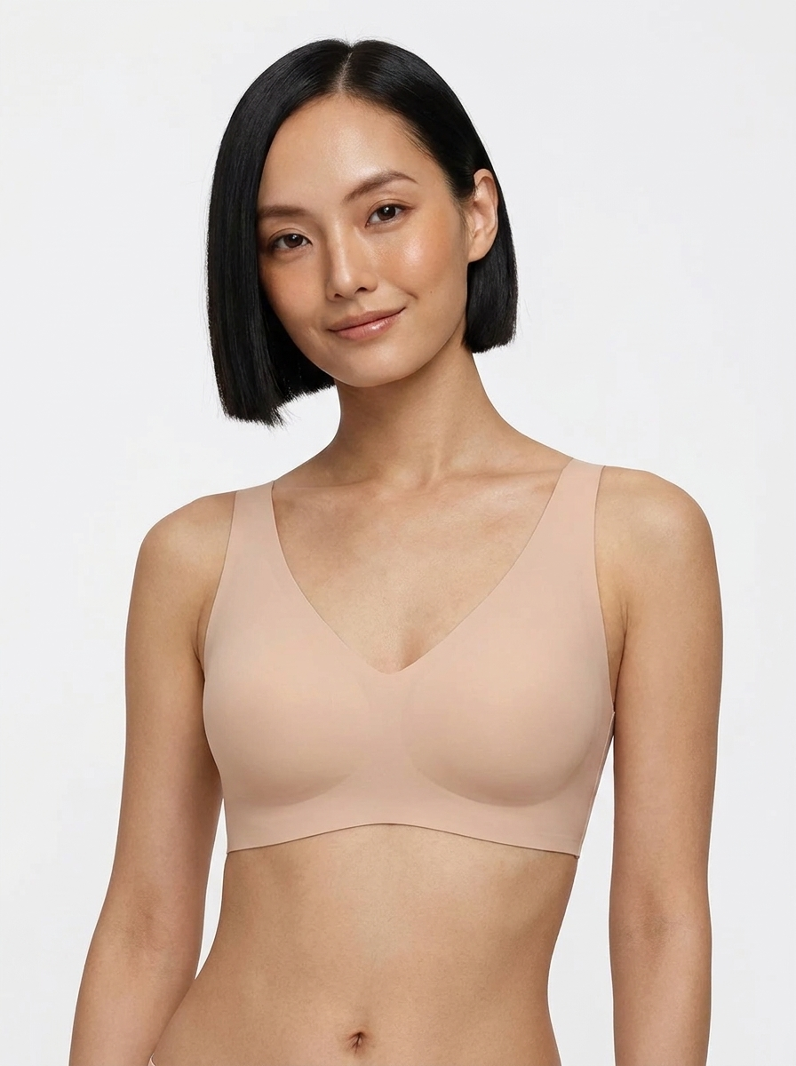 Seamless Wireless Jelly Leopard Contour Minimizer Support Bra - Nude