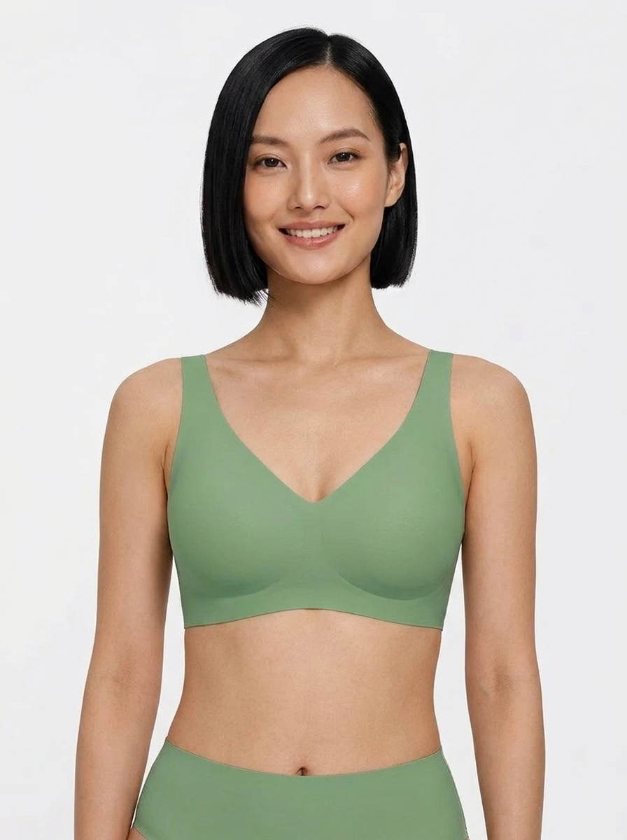 Seamless Wireless Jelly Leopard Contour Minimizer Support Bra - Green