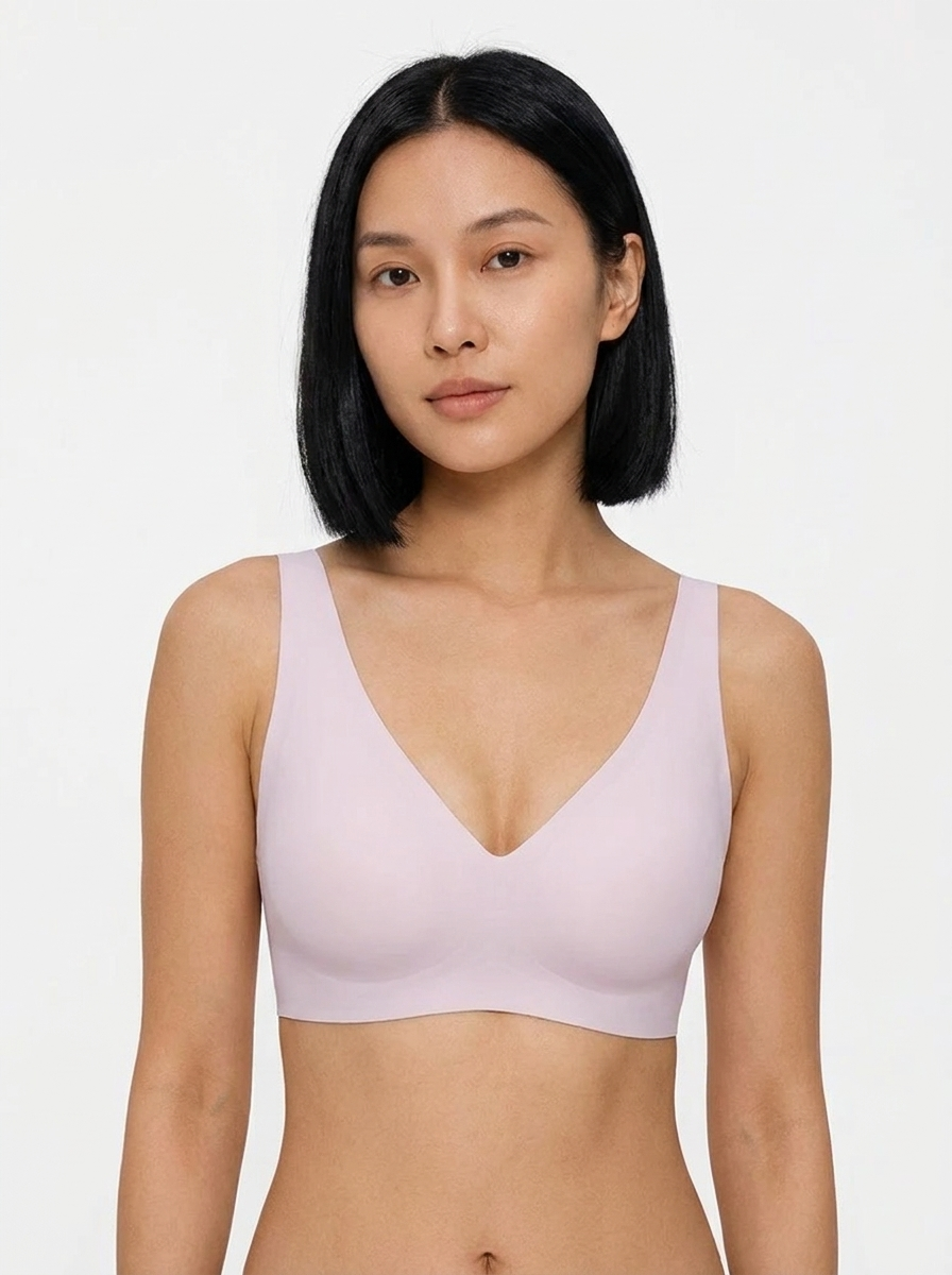Seamless Wireless Jelly Comfort Plunge Bra - Pale Purple