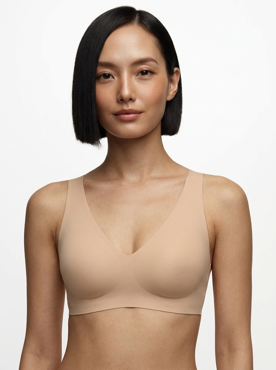 Seamless Wireless Jelly Comfort Plunge Bra - Skin