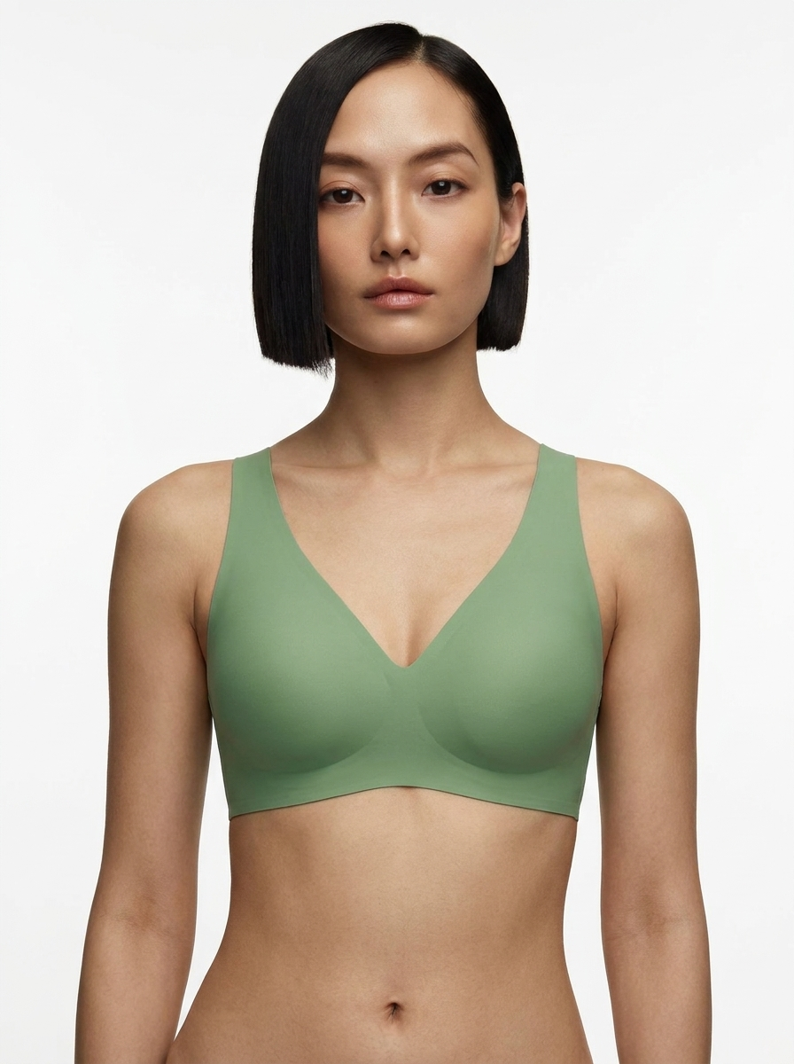 Seamless Wireless Jelly Comfort Plunge Bra - Green
