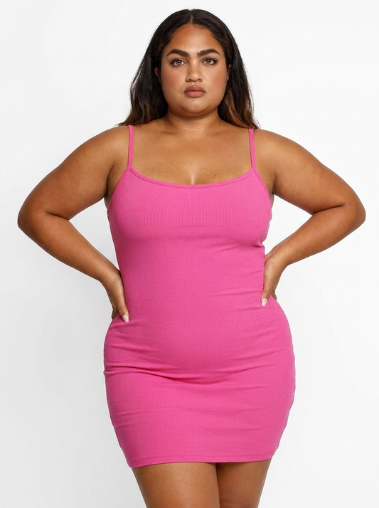Shapewear Soft Modal Sculpting Dresses - Slip Mini Dress Pink