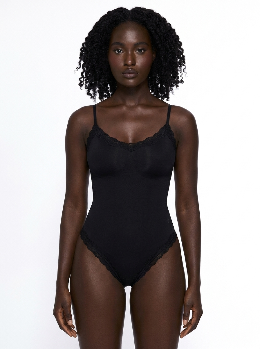 Cloud-Touch Shaping All-in-One Lace Bodysuit - Black