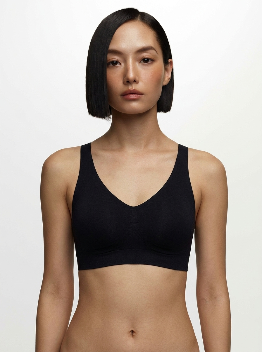 Seamless Wireless Jelly Leopard Contour Minimizer Support Bra - Black