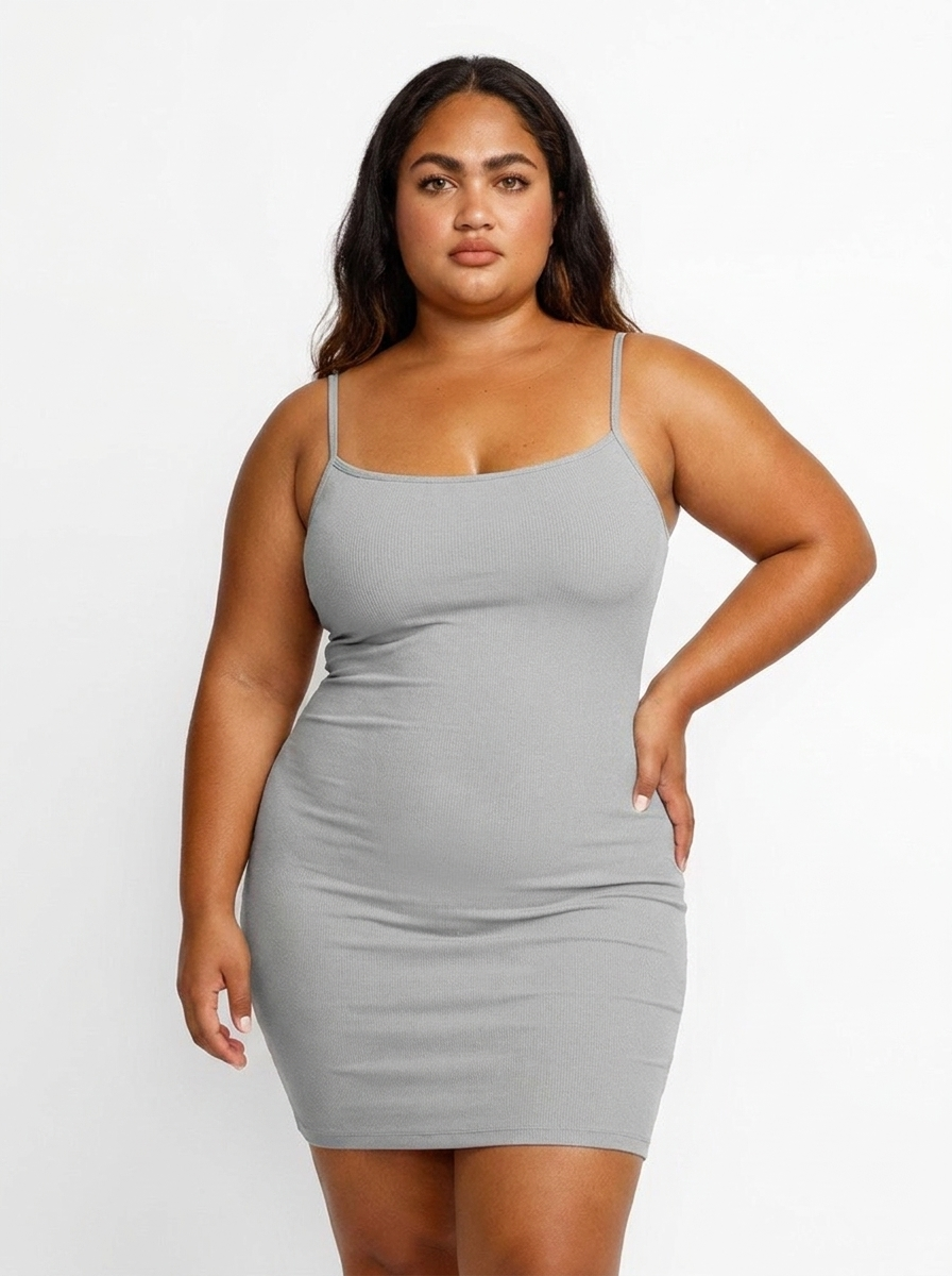 Shapewear Soft Modal Sculpting Dresses - Slip Mini Dress Grey