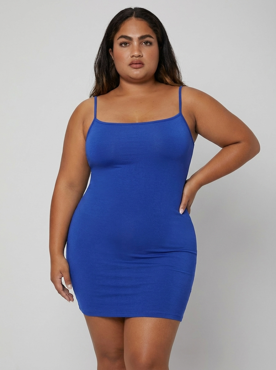 Shapewear Soft Modal Sculpting Dresses - Slip Mini Dress Blue