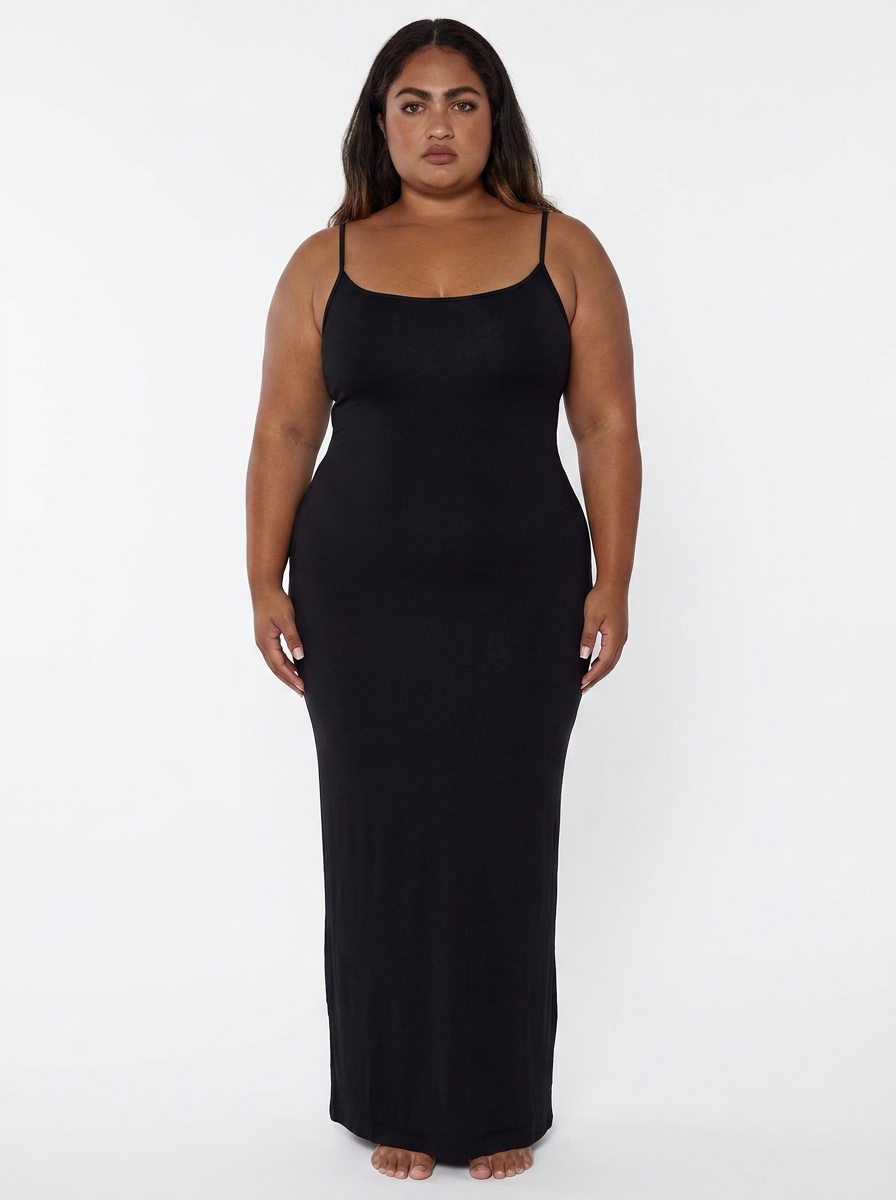Shapewear Soft Modal Sculpting Dresses - Slip Maxi Dress Black