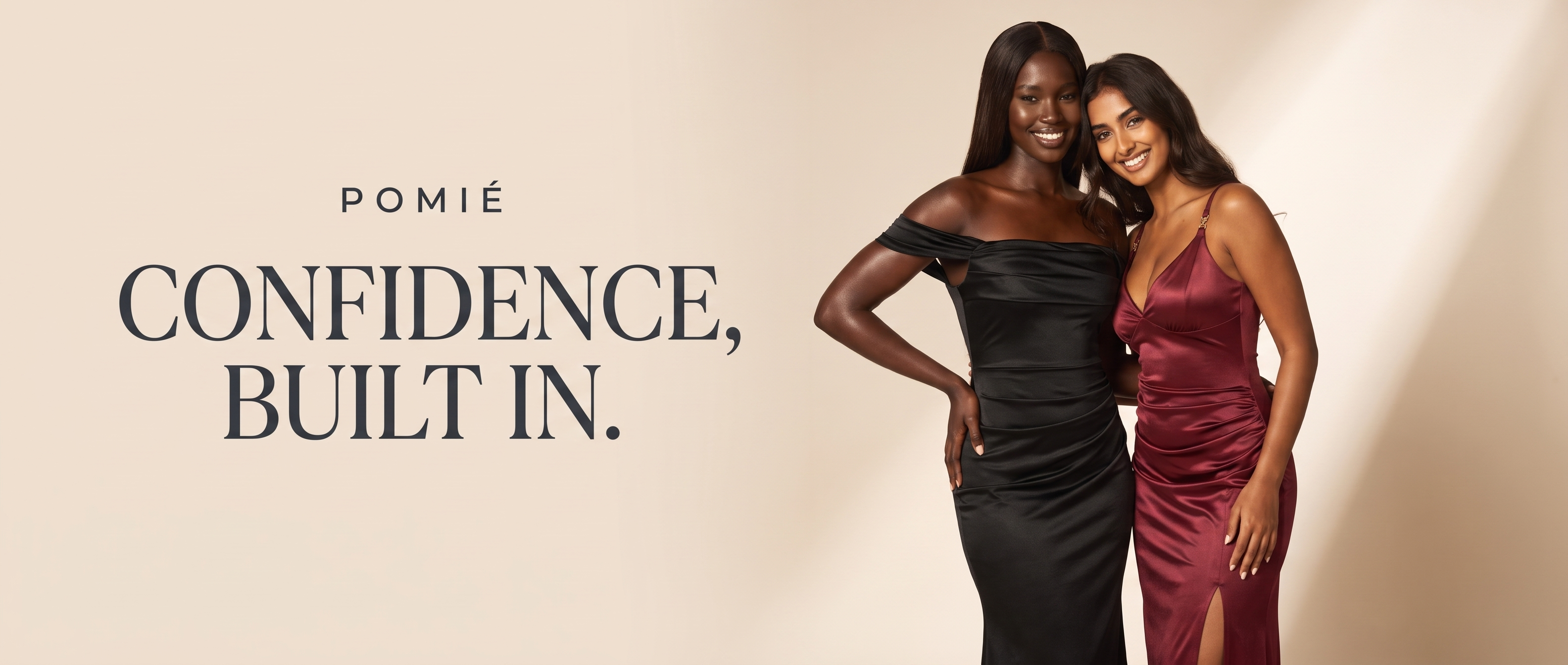 POMIÉ hero banner desktop — Confidence, Built In